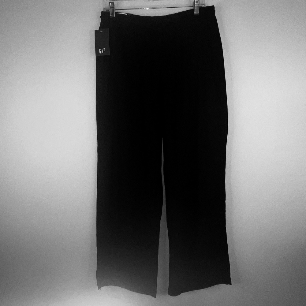 Gap Linen Pull On Pants Womens Large Black Euro Summer Neutral Capsule Vacation